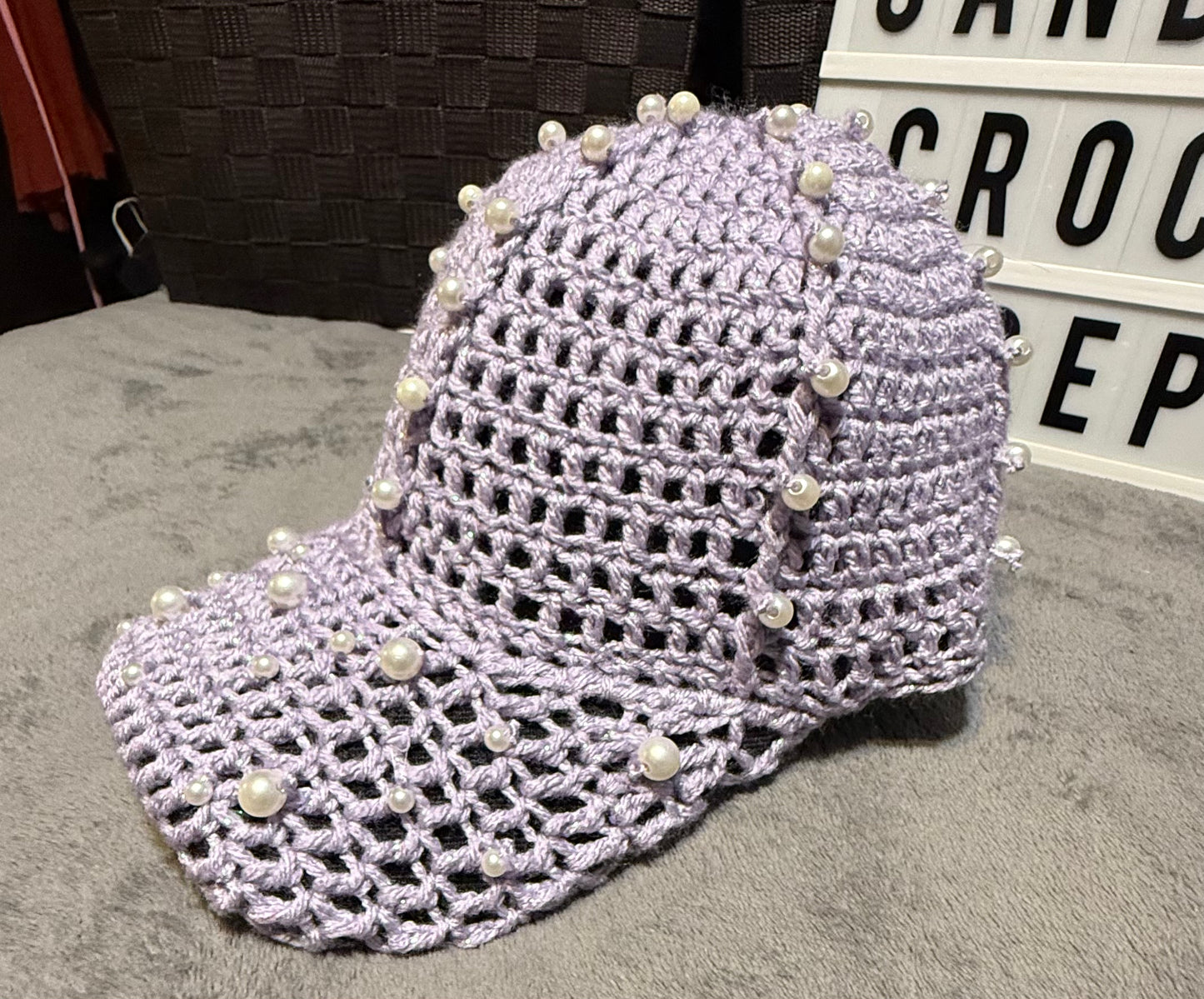 Crochet Cap W/Pearls