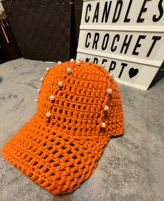 Crochet Cap W/Pearls