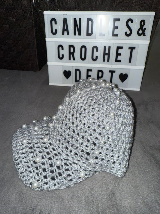 Crochet Cap W/Pearls