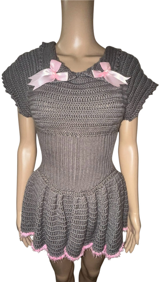 Sweetheart Collared Crochet Dress
